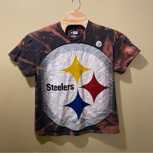 Men’s Large NFL Pittsburgh Steelers Big Logo Upcycled Bleached Tie Dye Shirt